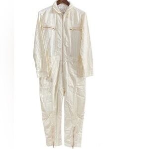 FREE PEOPLE x Sandrine Rose Deep Zip denim Jumpsuit in Snow White